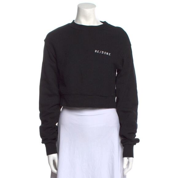 $195 RE/DONE Graphic Print Logo Crew Neck Cropped Sweatshirt - S - Picture 6 of 8